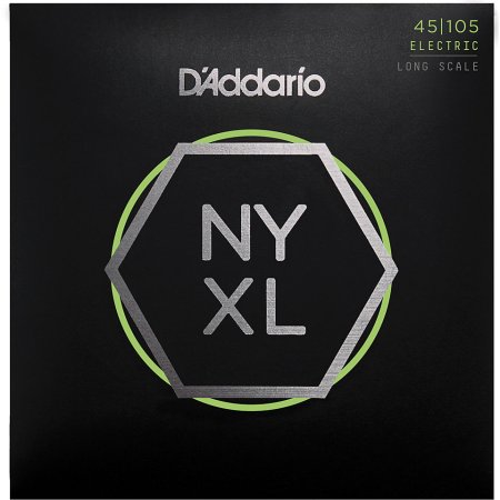 D'Addario NYXL45105 Набор 4 струны для бас-гитары, Long Scale, L Top/Med Bottom, 045-105