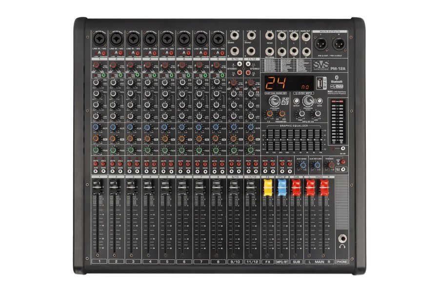 みみ phs　12 SVS Audiotechnik mixers PM-12A Активный аналоговый микшерный пульт